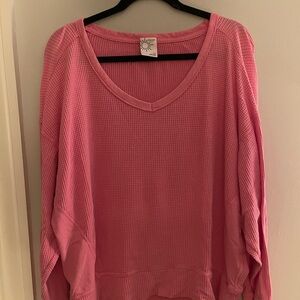 Offline by Aerie Pink Waffle Knit Top
